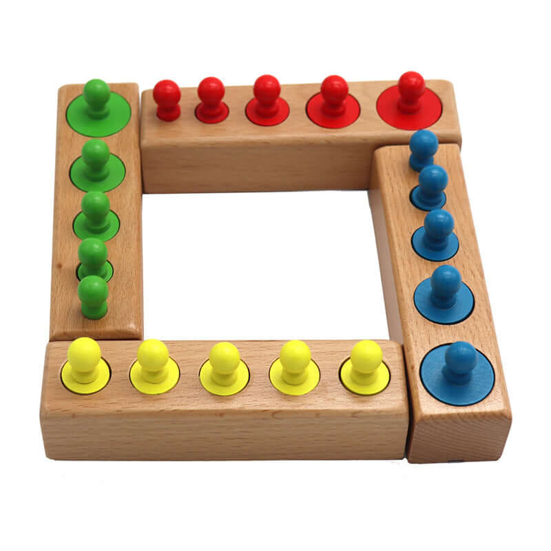 Montessori Wooden Building Blocks for Early Education - Set of Blocks with Cylindrical Sockets