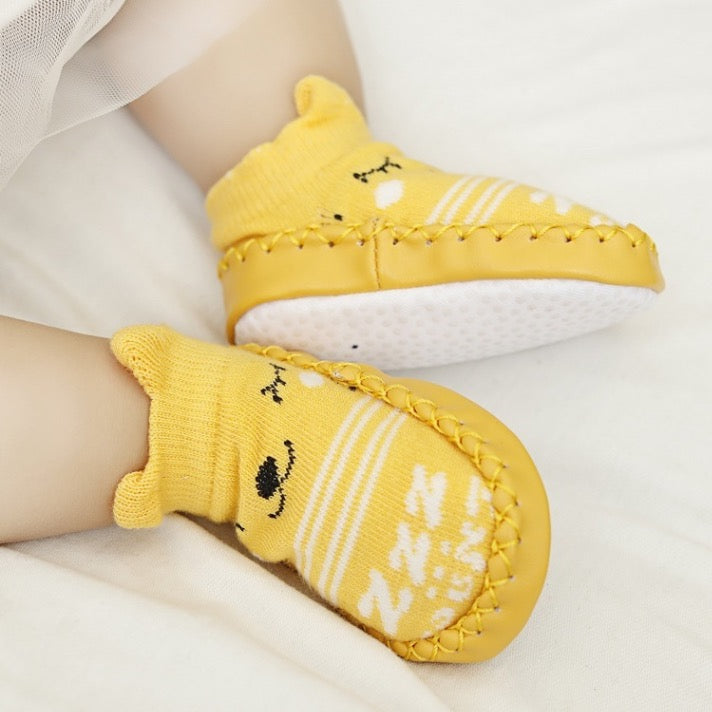 GripKnit™ Yellow Cartoon Baby Floor Sock – Anti-Slip & Comfy