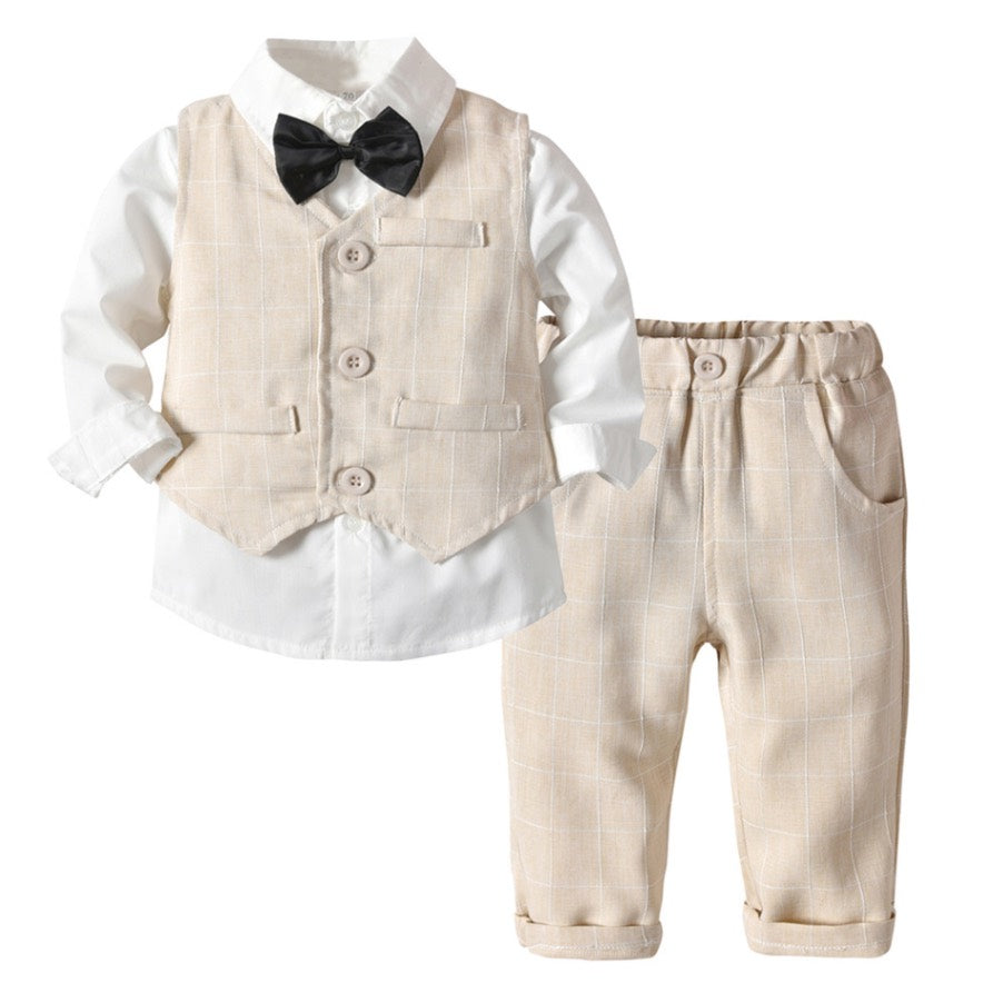 BleuRibbon boys 3-piece cotton suit striped set