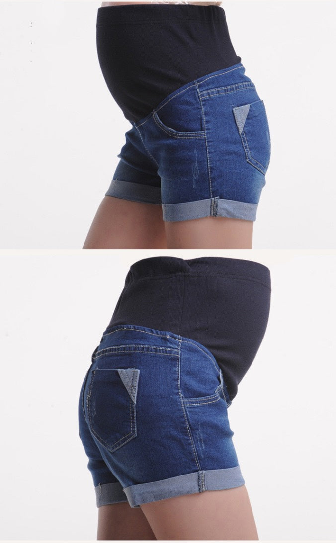 BleuRibbon Maternity Denim Shorts worn by model