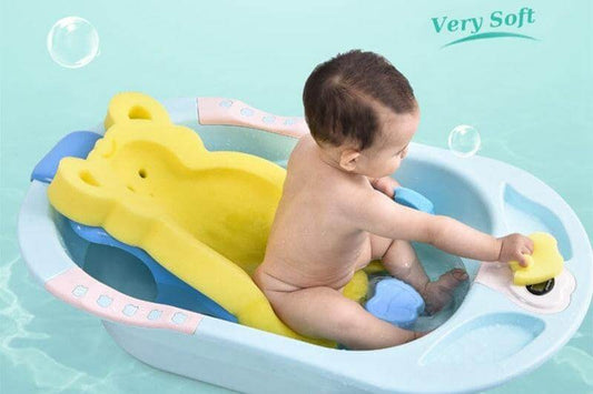 Baby Bathing on BabySafe™ Non-Slip Bath Tub Pad - Head, Neck, and Back Support