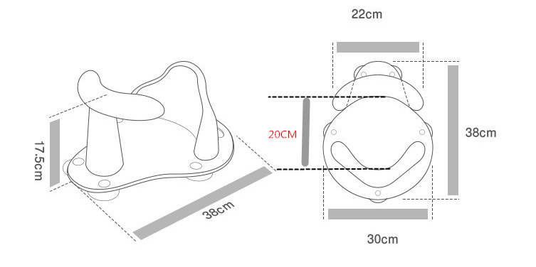 Measurement chart of a product with dimensions labeled in centimeters. bet ribbon baby