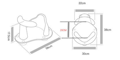 Measurement chart of a product with dimensions labeled in centimeters. bet ribbon baby