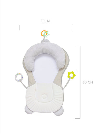 Baby bouncer with dimensions labeled on a white background Baby Head Shaping Pillow Anti-Flat Head Support Cushion