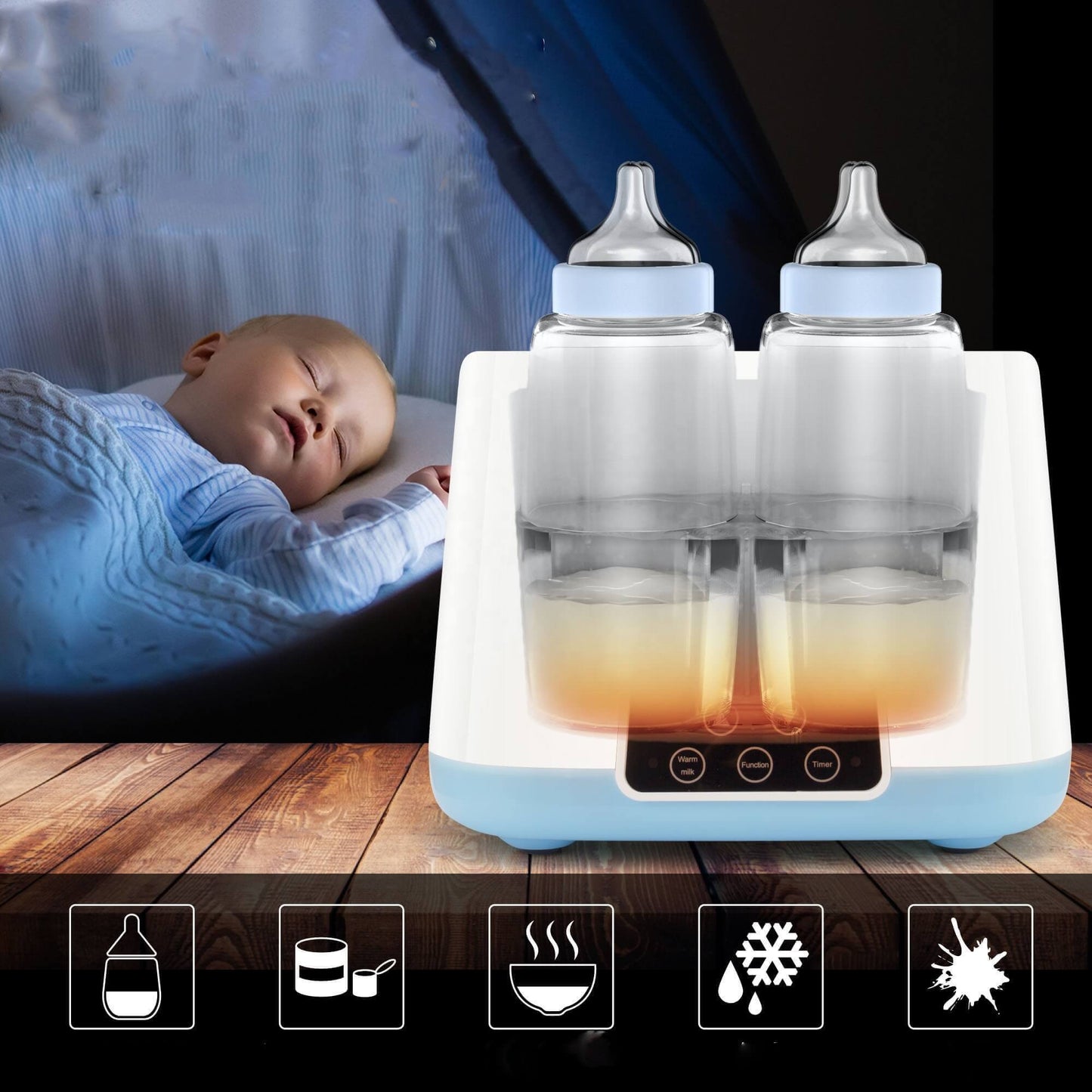 Baby Intelligent Heat Preservation Automatic Feeding Bottle Heating Thermostat Efficient and Safe Bottle Warmer BleuRibbon Baby