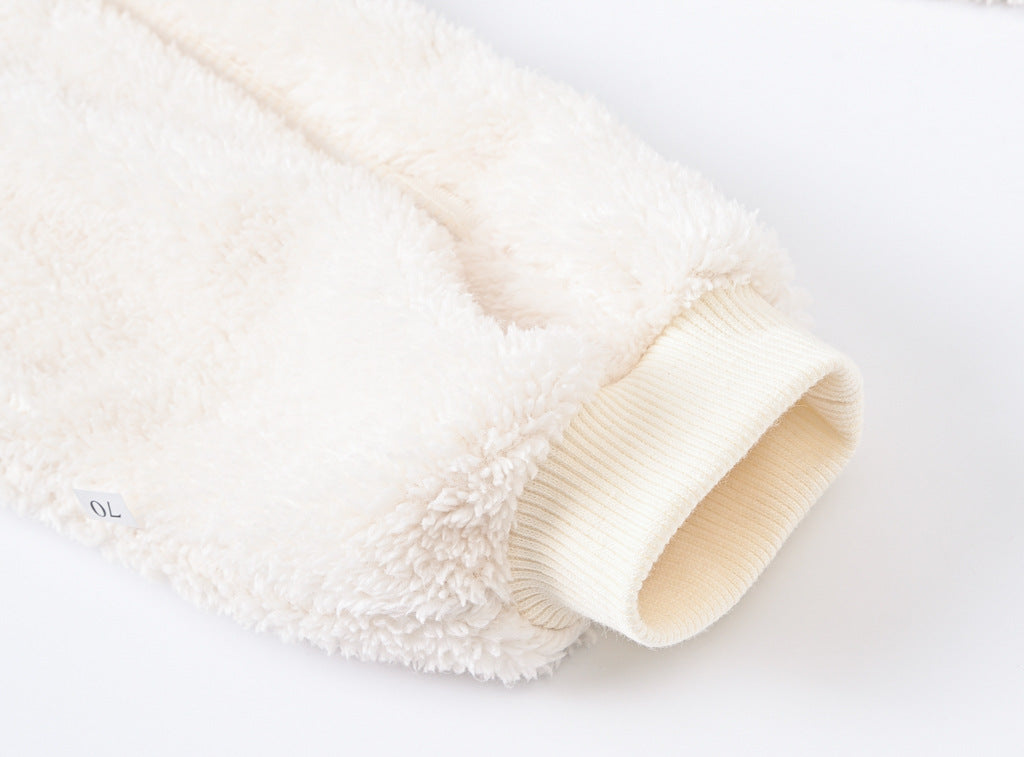 Baby Knit Romper Warm Cotton Sweater Jumpsuit for Winter bleu ribbon 