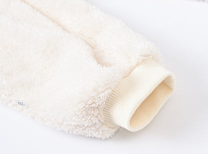 Baby Knit Romper Warm Cotton Sweater Jumpsuit for Winter bleu ribbon 