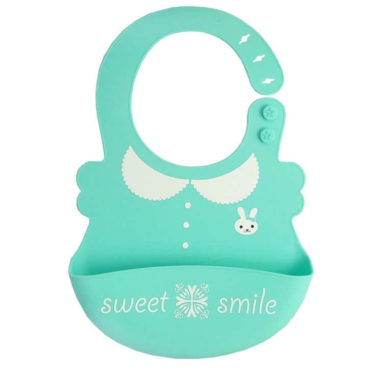 BleuRibbon Baby Waterproof Silicone Feeding Bib – Adjustable Neck Strap