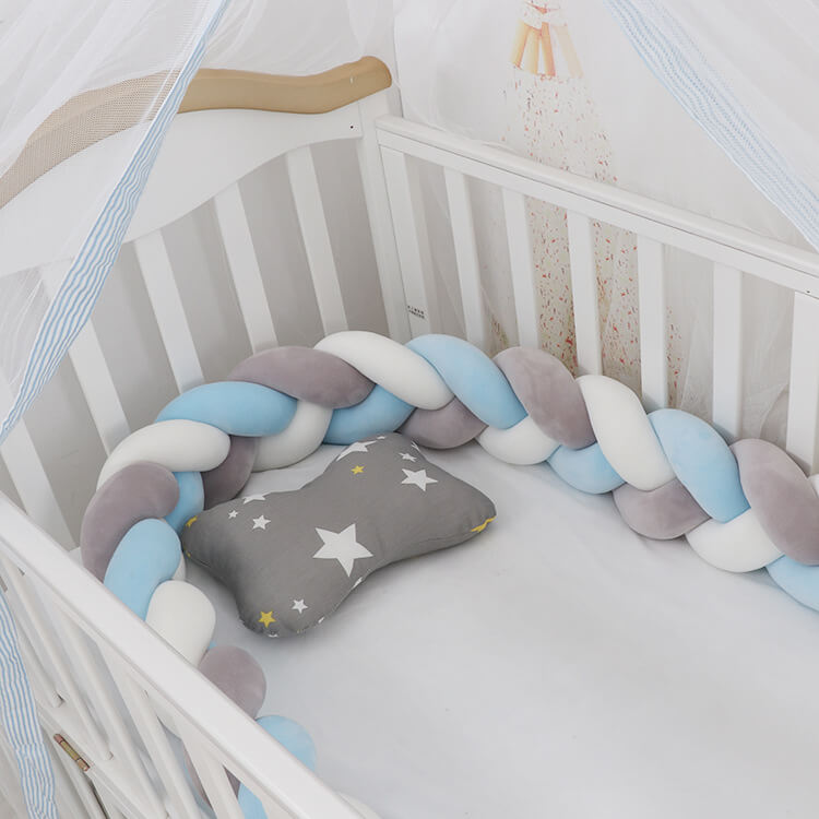 Parachoques para cama de bebé, cojín con nudo trenzado, Protector