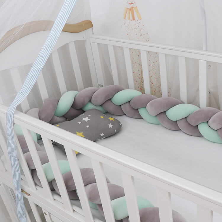 Parachoques de cama trenzado para decoración de guardería, almohada de  felpa con nudo, Protector para cuna de bebé, 1 pieza, Moda de Mujer