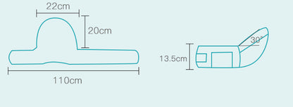Measurement chart of a product with dimensions labeled in centimeters on a light blue background. bleu ribbon baby