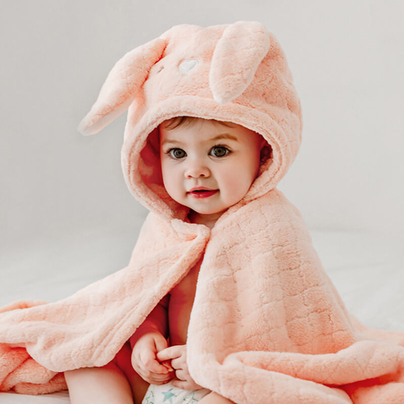 Coral Fleece Baby Towels Cozy Hooded Wraps