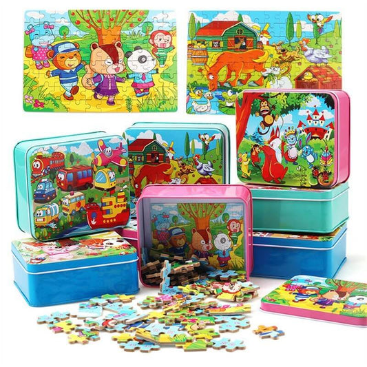 EduFun™ 80PCS Wooden Animal Puzzle Set Educational Toy BleuRibbon Baby