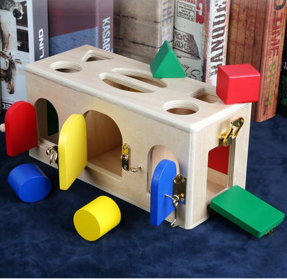 Eco-Friendly Educational Wooden Shape Lock Box for Kids BleuRibbon Baby