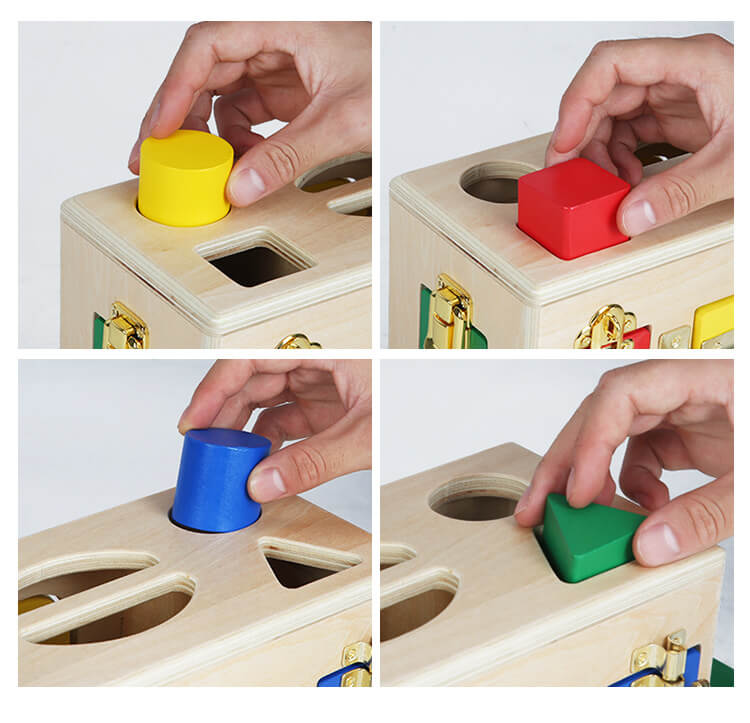 Eco-Friendly Educational Wooden Shape Lock Box for Kids BleuRibbon Baby