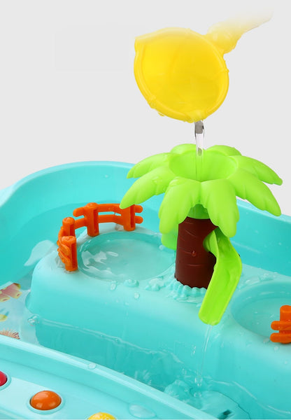 Toy palm tree with water feature in a bathtub Electric Fishing Game with Water Magnetic Fish Tank Toy bleu ribbon