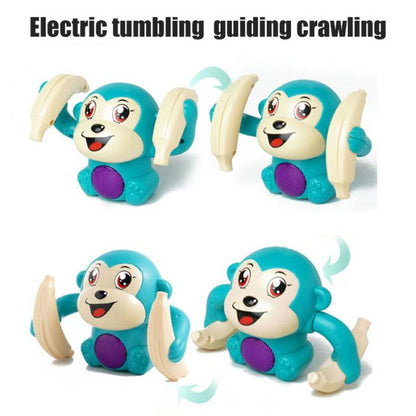 Four blue monkey toys with white faces on a white background bleu ribbon