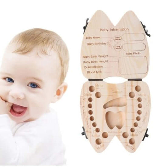 BleuRibbon Baby - Wooden Baby Tooth Box Organizer - Eco-friendly Deciduous Teeth Storage