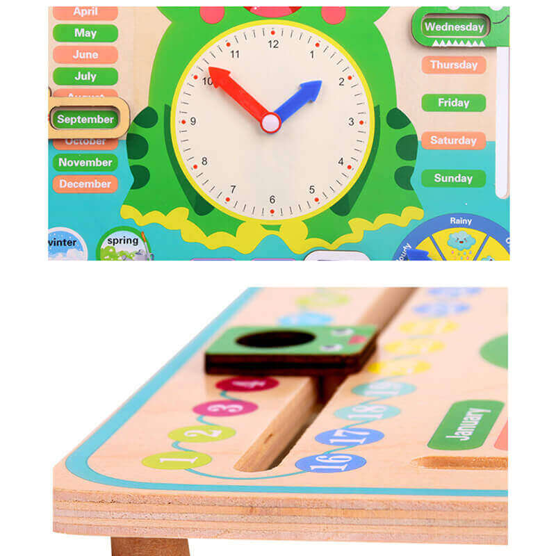 Montessori Wooden Weather and Season Calendar Clock BleuRibbon Baby