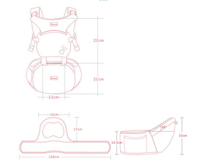 BleuRibbon Baby Ergonomic Multifunctional Baby Carrier Waist Stool – dimensions 