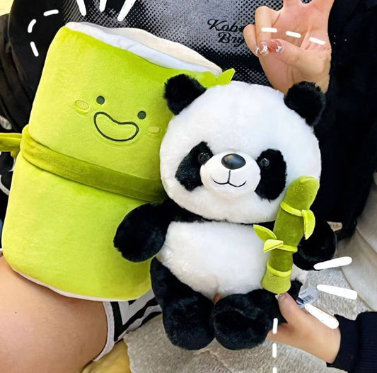 PandaPal™ Simulated Bamboo Tube Flower Panda Pillow Plush Toy BlueRibbon Baby