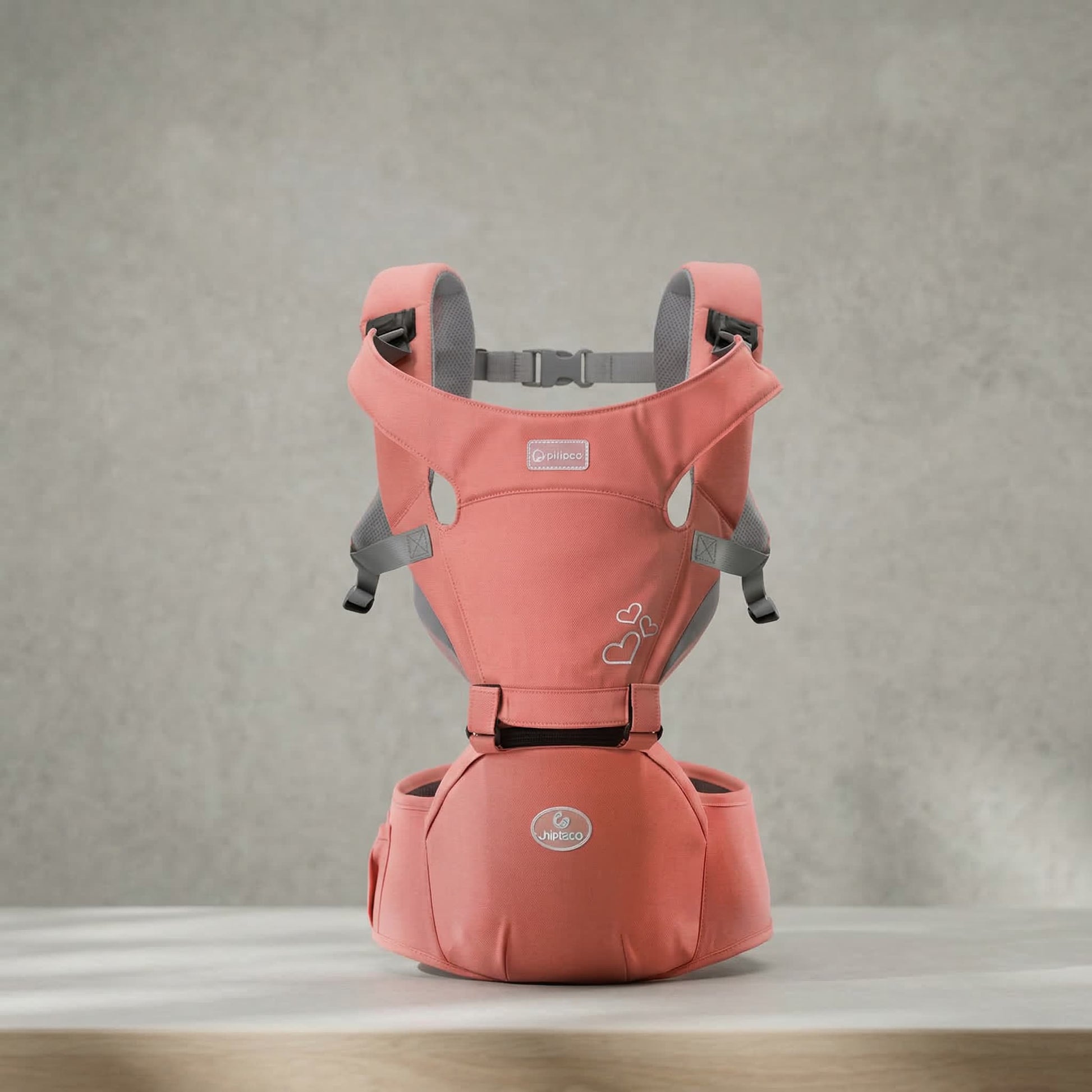 Pink baby carrier on a gray background