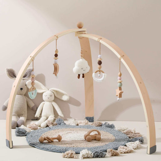 Premium Wooden Baby Activity Gym - Natural Basswood and Beech BleuRibbon Baby