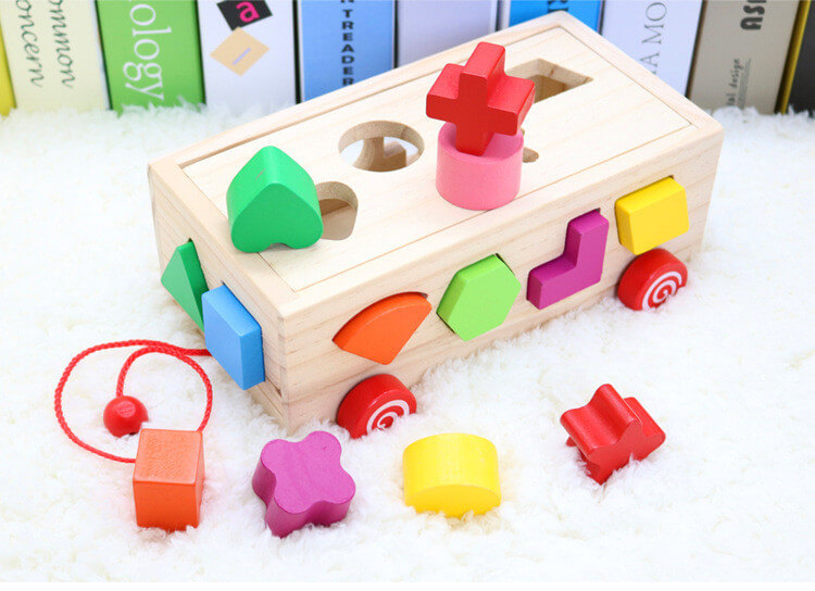 Shape Matching Building Blocks - Eco-Friendly Wooden Toy for Cognitive Development BleuRibbon Baby