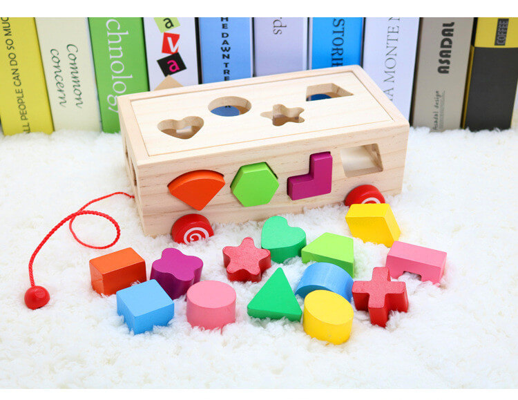 Shape Matching Building Blocks - Eco-Friendly Wooden Toy for Cognitive Development BleuRibbon Baby