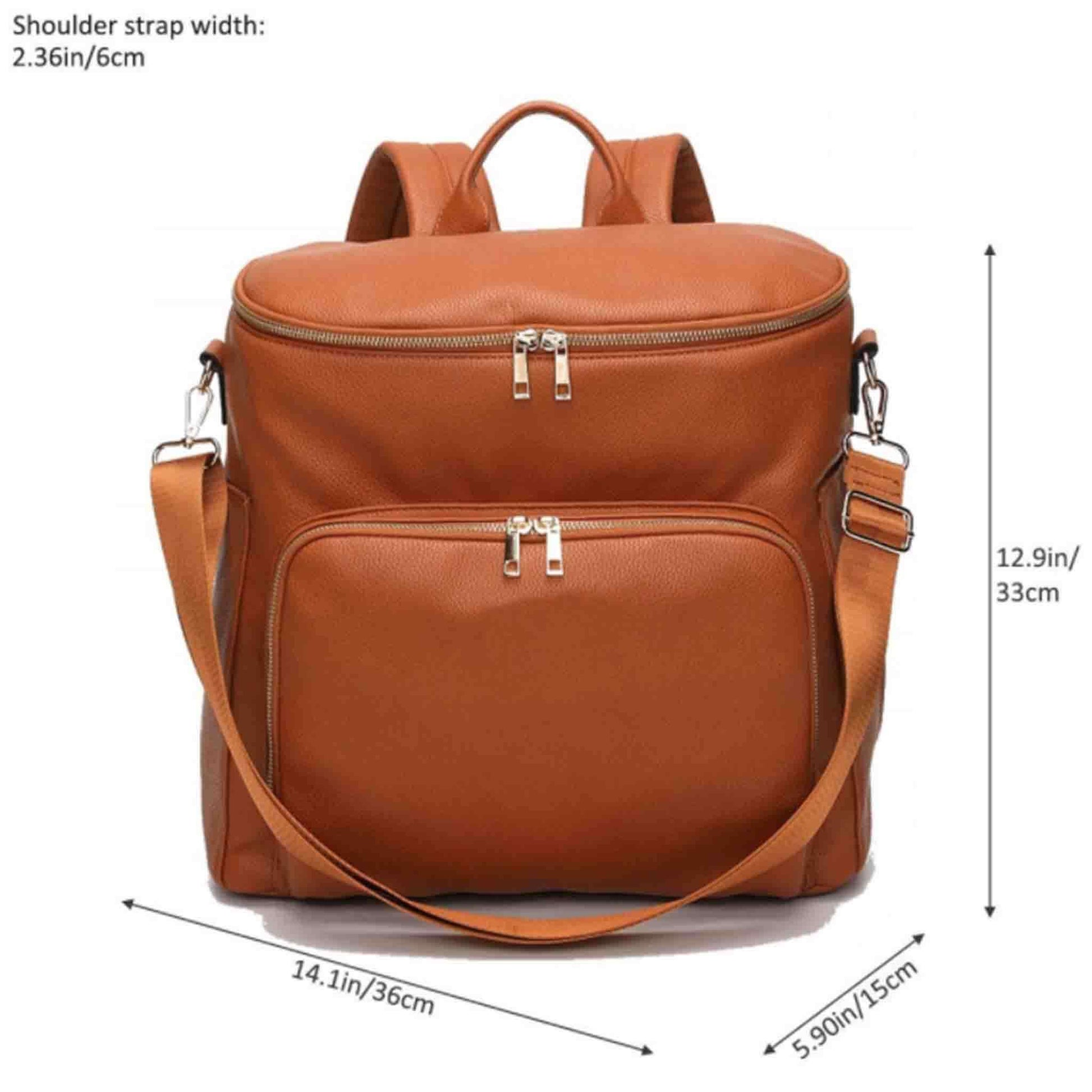 brown leather nappy backpack SophisticaMom™ Premium Vegan Leather Diaper Backpack (Luxury Edition)