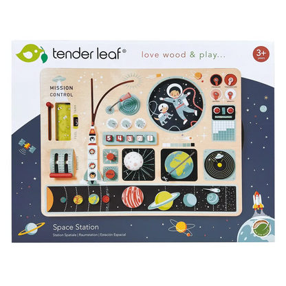 Luxury packaging of the Tender Leaf Toys Space Station Busy Board, ideal for premium gifting.