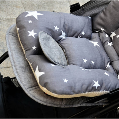 Gray baby seat cover with star pattern on a stroller Universal Stroller Cushion Thick Baby Car Seat Liner & Headrest bleu ribbon