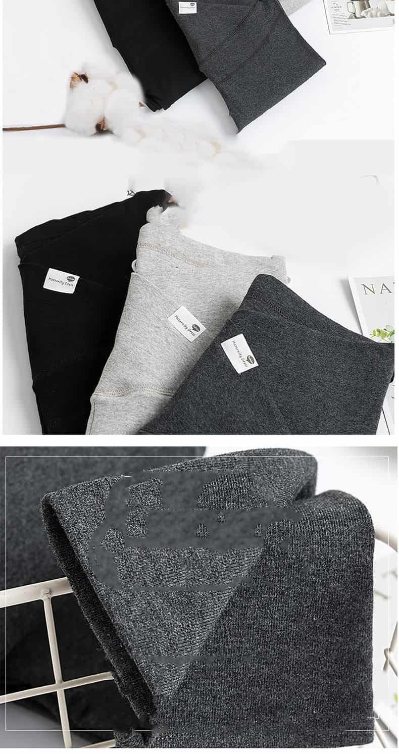 Gray fabric with a label on a white background bleu ribbon baby V-Waist Maternity Support Leggings Cotton Pregnancy Yoga Pants