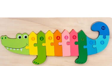 Wooden Children's Cartoon Number Animal Puzzle 3D Educational Toy BleuRibbon Baby