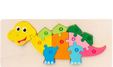 Wooden Children's Cartoon Number Animal Puzzle 3D Educational Toy BleuRibbon Baby