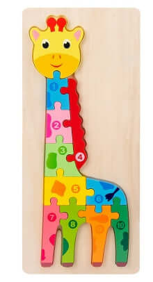 Wooden Children's Cartoon Number Animal Puzzle 3D Educational Toy BleuRibbon Baby