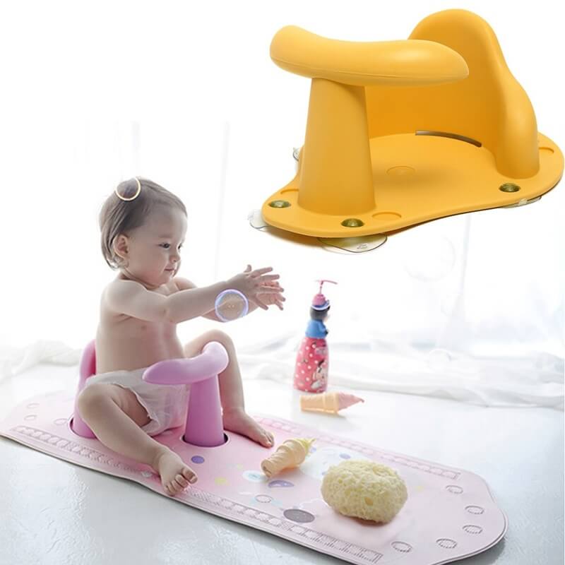 BleuRibbon Baby Anti-Slip Bath Seat for toddlers, safe with strong suction cups and ergonomic design.