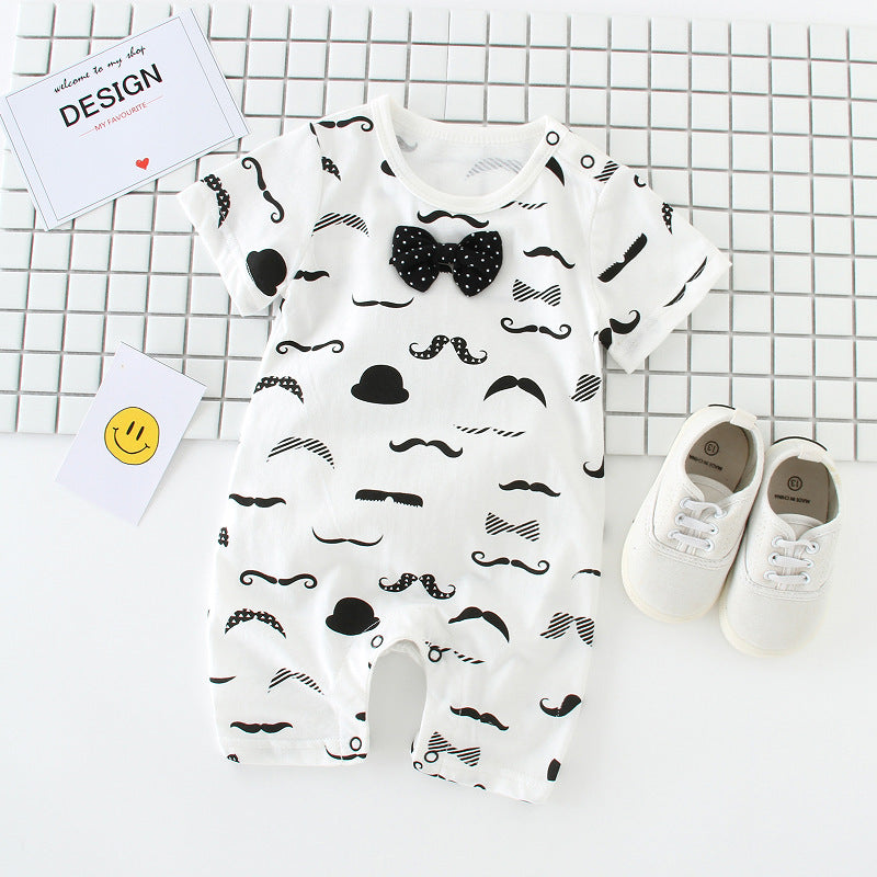 BleuRibbon Baby Bowtie Gentleman Romper – Stylish cotton baby outfit