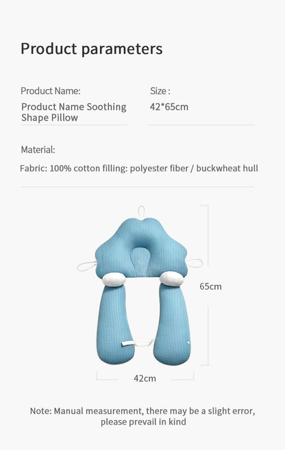 Product dimensions and size specifications of the soothing shape pillow (42x65cm).