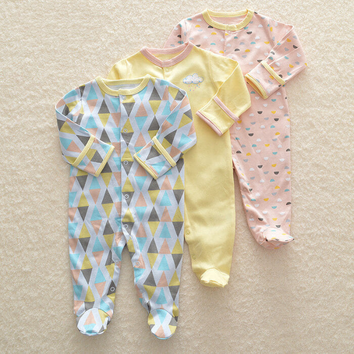 Soft cotton baby onesies 3-piece set for newborns, perfect gift