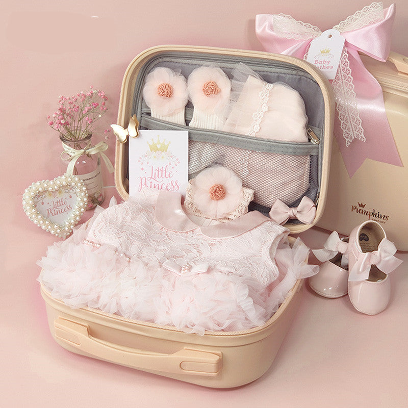 Baby princess lace dress gift set – elegant newborn dress with shoes & accessories