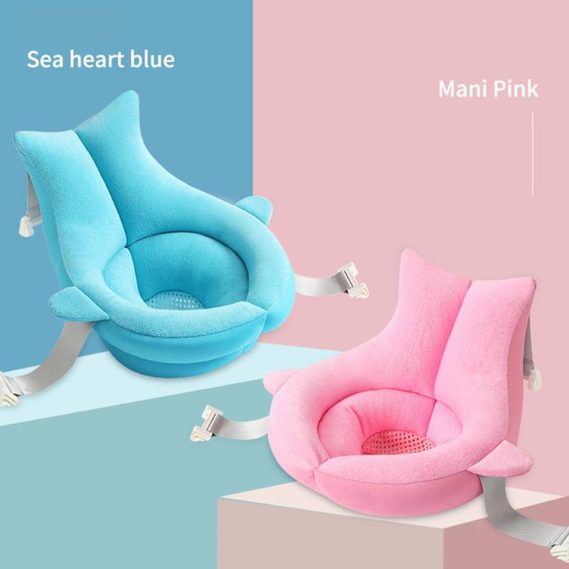 BleuRibbon Baby Shower Pad Bath Mat, soft and secure suspension design for newborns, available in pink and blue.