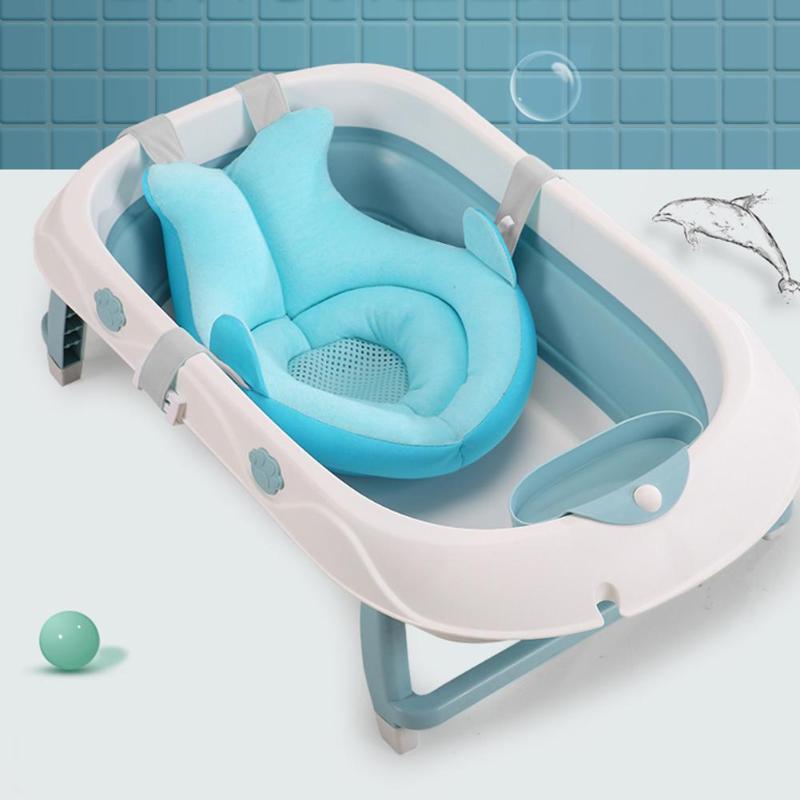 BleuRibbon Baby Shower Pad Bath Mat, soft and secure suspension design for newborns, available in pink and blue.