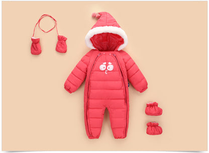 Cozy down cotton baby snowsuit for winter warmth