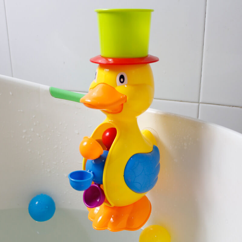 BleuRibbon Baby Bath Toy Duck Waterwheel, interactive and non-toxic toy for educational water play.