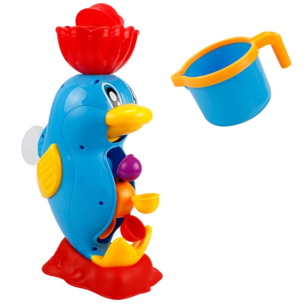 BleuRibbon Baby Bath Toy Duck Waterwheel, interactive and non-toxic toy for educational water play.