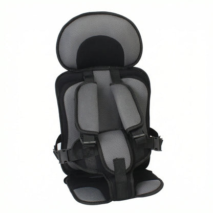 Soft Headrest Padding on Booster Seat – CozyLift. Black and gray child car seat on a white background