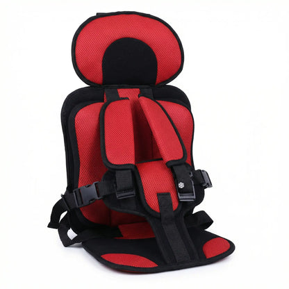 Red and black child safety seat on a white background. Soft Headrest Padding on Booster Seat – CozyLift