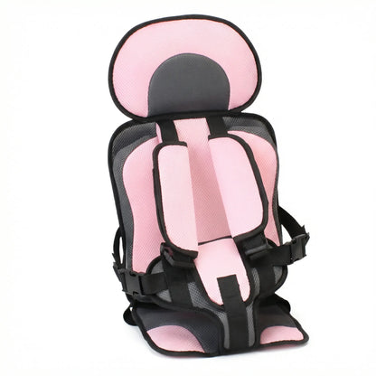 Soft Headrest Padding on Booster Seat – CozyLift. Pink and black child safety seat on a white background