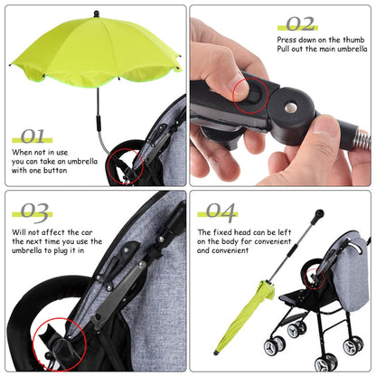 Instructions for using a detachable umbrella for a stroller. bleu ribbon baby